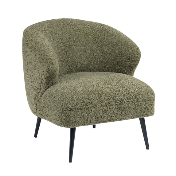 Neda Accent Chair- Soft Sage Green Boucle- Curved Barrel Back