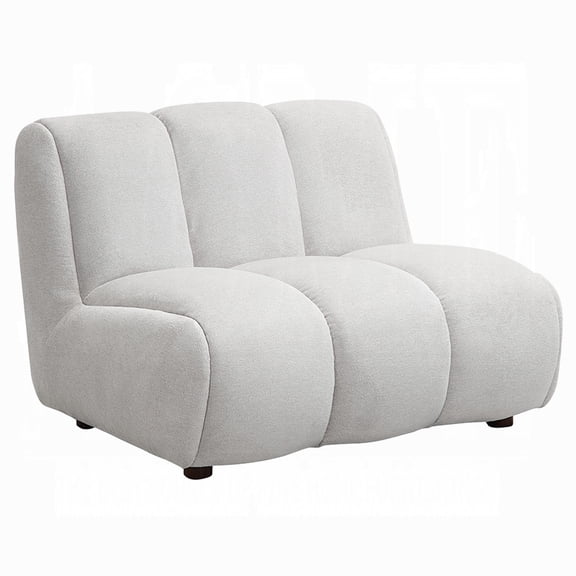 Nela Lounge Sofa Chair, Modern Bubble Silhouette, White Linen 42 Inch