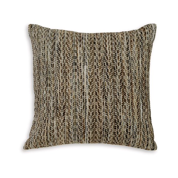 Benjara Nera 20 Inch Accent Pillow Set of 4, Distressed Chevron Pattern, Tan Black