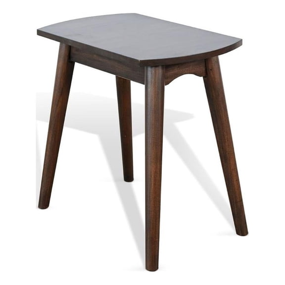 Benjara Neva Chairside Table- 24" Rectangular Top- Angled Legs- Dark Brown