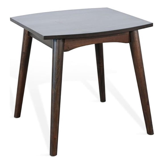 Benjara Neva Side End Table- 24" Square Top with Angled Legs- Dark Brown