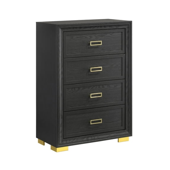 Benjara Nio 48 Inch Tall 4 Drawer Dresser Chest, Bracket Legs, Frame Handles, Gray