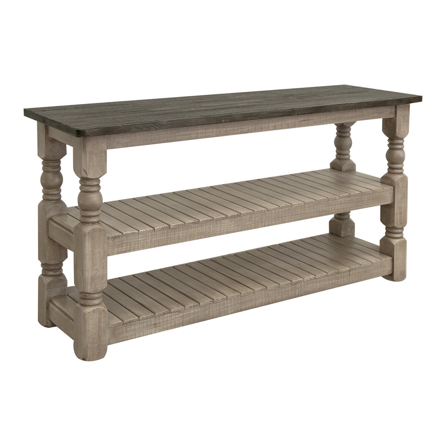 Benjara Nite 62 Inch Sofa Console Table, Wide Top, 2 Lower Shelves ...