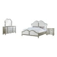 thumbnail image 1 of Nive 4pc King Bedroom Set- Silver- Ivory Channel Tufted Upholstery, 1 of 6