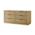 thumbnail image 1 of Noe Celia 68 Inch Dresser, 6 Drawers, Black Metal Handles, Solid Rubberwood, 1 of 6