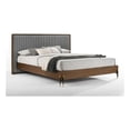 thumbnail image 1 of Noe Sia Queen Size Platform Bed- Channel Tufted Upholstery- Gray- Brown, 1 of 6