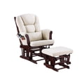 thumbnail image 1 of Noni Glider Manual Recliner Chair w Ottoman, Brown Wood, Square Beige, 1 of 6