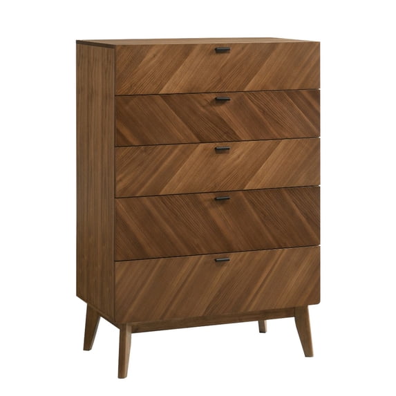 Nova Rem 47 Inch Tall Dresser, 5 Drawers, Metal Bar Handles, Angled Legs