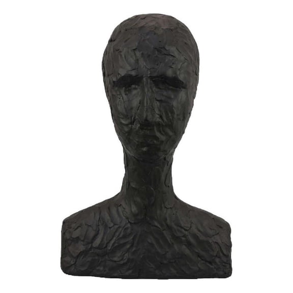 Benjara Nyk Abstract Bust Figurine- 94 Inch- Human Head Design- Black Resin