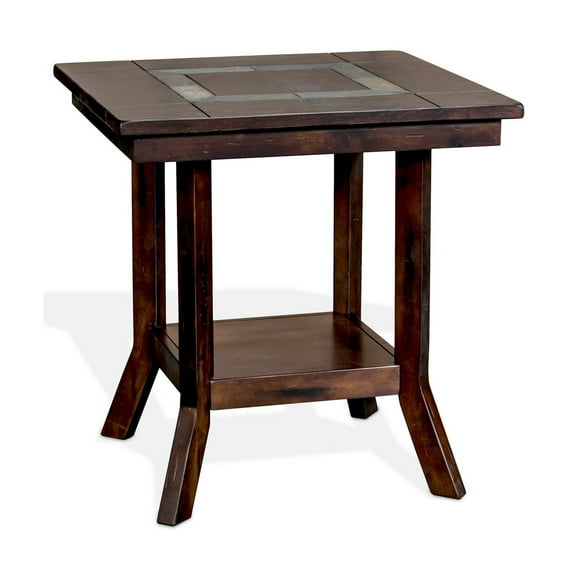 Odel Side End Table- 1 Shelf- Dark Brown Mahogany- Rectangular 25 Inch