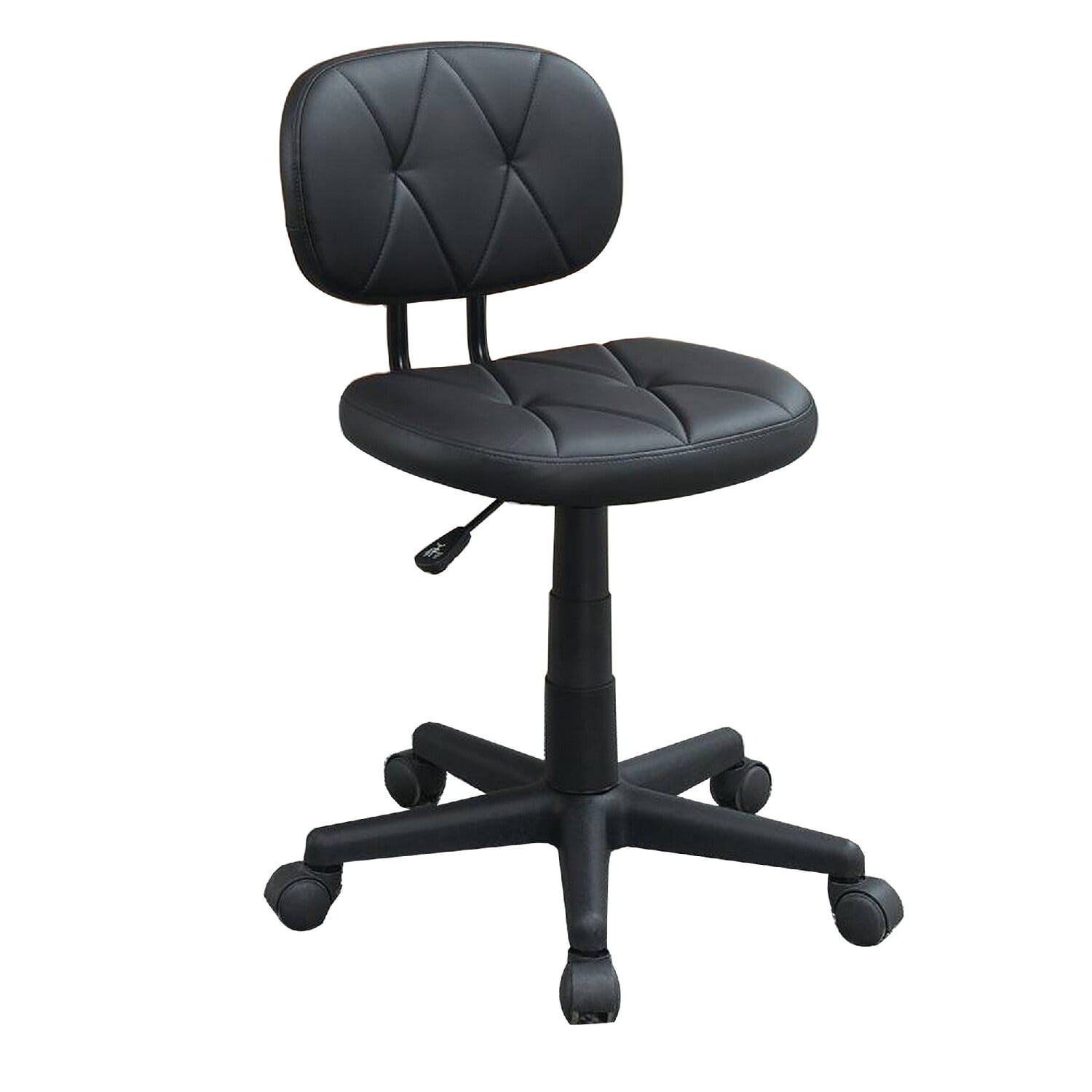 Executive Swivel Armless Black Leather Office Chair with Plastic Base