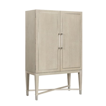 Olto Bar Cabinet- 68 Inch- 2 Shelves and Stemware Racks- Brown Veneer