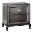 thumbnail image 1 of Benjara Ony 30 Inch Nightstand, 2 Drawers, Solid Wood, Chrome, Graphite Gray Finish, 1 of 6
