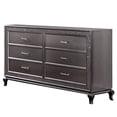 thumbnail image 1 of Benjara Ony 64 Inch Wide Dresser Chest, 6 Drawers, Chrome, Graphite Gray Solid Wood, 1 of 2
