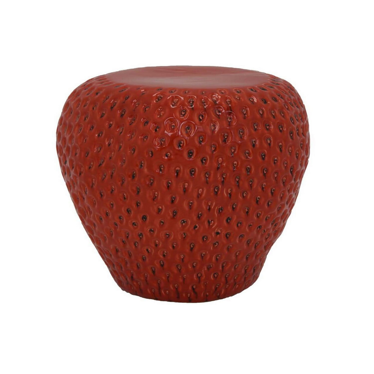 18" Red Strawberry Shaped Polyresin Stool Side Table