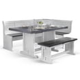 thumbnail image 1 of Orso 4pc Breakfast Nook Dining Table Set, Corner Bench, White Brown, 1 of 6