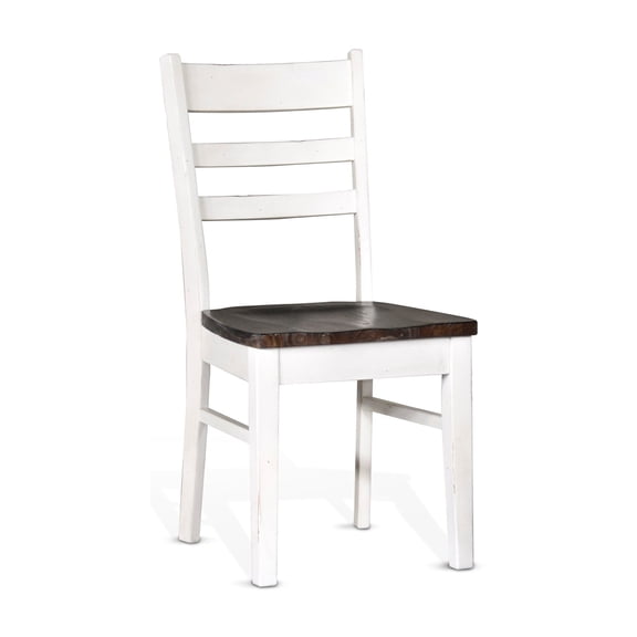 Orso Dining Chair Set of 2, Ladderback, White and Dark Brown Mahogany