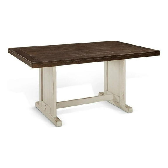 Orso Dining Table-60 Inch Rectangular Plank Top-Off White and Brown