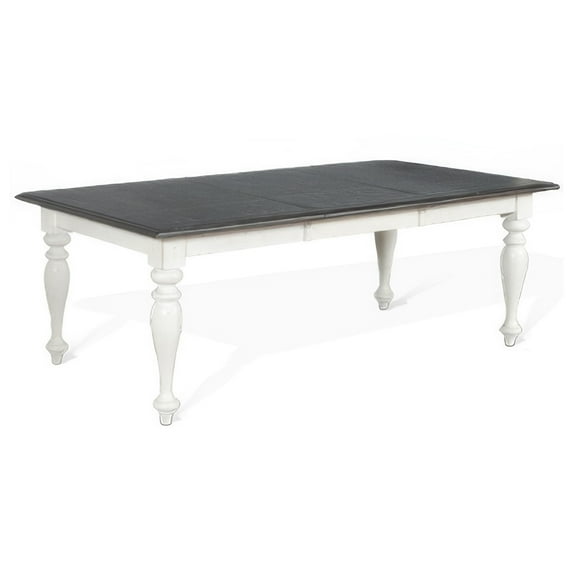 Orso Dining Table, White Mindi Wood, Rectangular Extendable 60-84 Inch