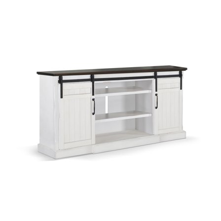 Orso TV Media Console, Fireplace Option, Barn Doors, 78 Inch White