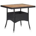 thumbnail image 1 of Outdoor Dining Table, 31 Inch Square Acacia Wood Top Black Rattan Base, 1 of 9