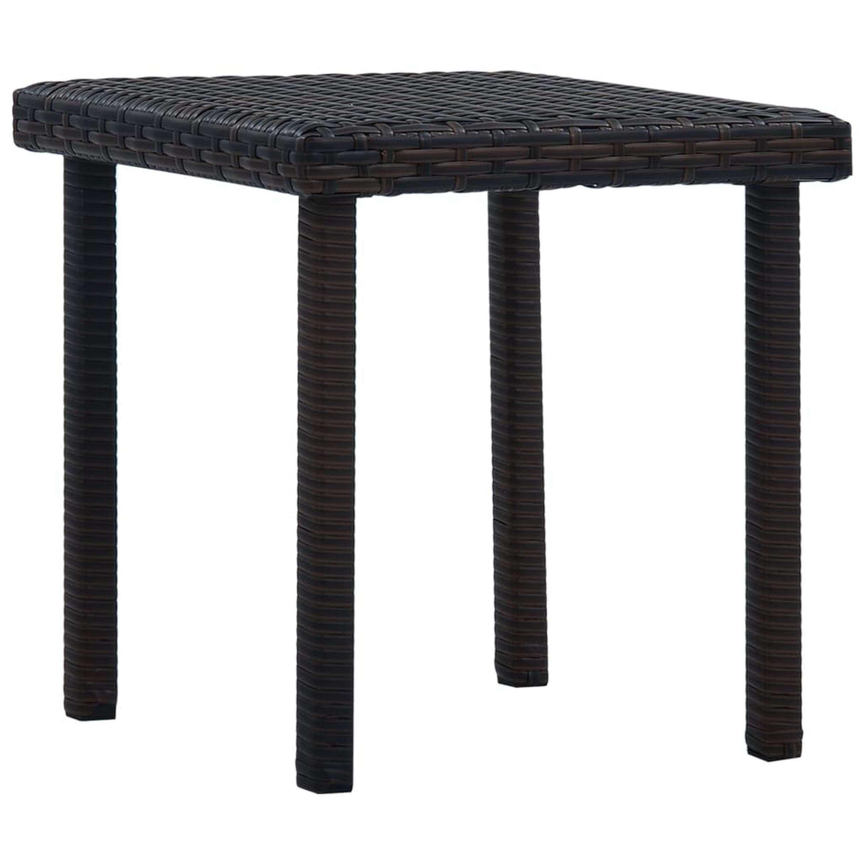 Outdoor Side End Table, 16 Inch Square Top, Woven Brown Poly Rattan ...