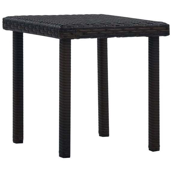Outdoor Side End Table, 16 Inch Square Top, Woven Brown Poly Rattan