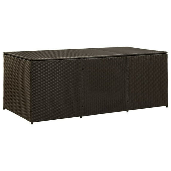 Outdoor Storage Box, Brown Rattan, 71 Inch Powder Coated Steel Frame