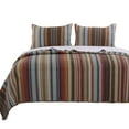 thumbnail image 1 of Benjara Phoenix Fabric 3 Piece King Size Quilt Set with Striped Prints, Multicolor, 1 of 6