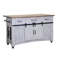 thumbnail image 1 of Benjara Pino 60 Inch Kitchen Island, Mesh Doors, Towel Rack, Barn Doors, White, 1 of 2