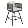 thumbnail image 1 of Piper 30 Inch Outdoor Swivel Barstool Chair- Rope Woven- Gray Cushions, 1 of 6
