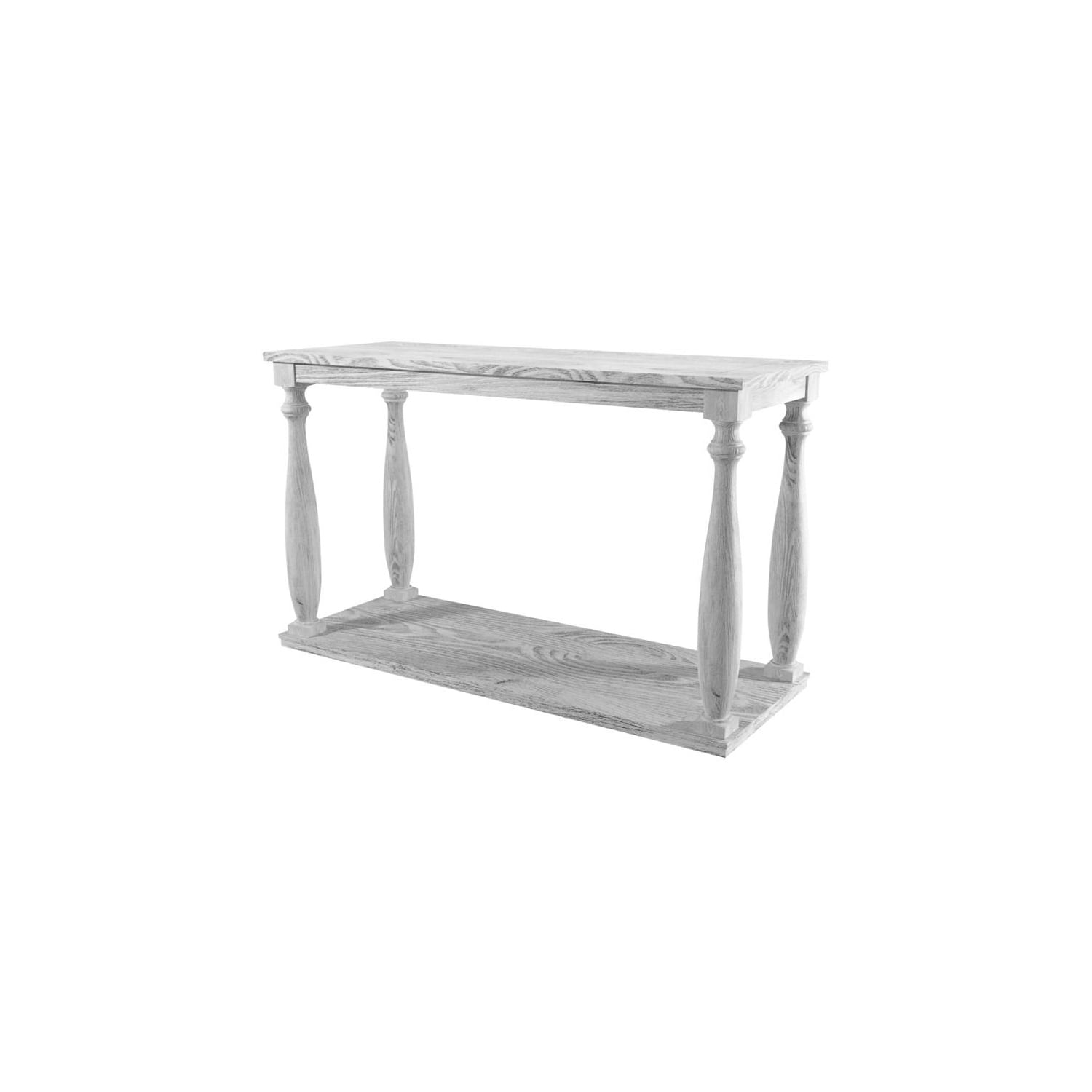 Antique White Wood Sofa Table with Open Shelf