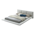thumbnail image 1 of Benjara Platform Style Eastern King Size Bed with Leatherette Headboard- White, 1 of 6