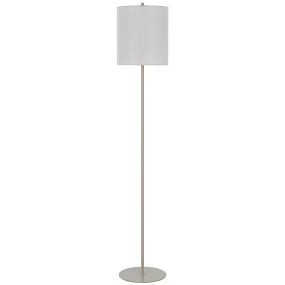 Plue 63 Inch Floor Lamp, Chrome Pole Round Base, Off White Drum Shade