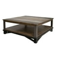 thumbnail image 1 of Benjara Pola 45 Inch Coffee Table, Square Lower Shelf, Transitional Gray Brown Wood, 1 of 5