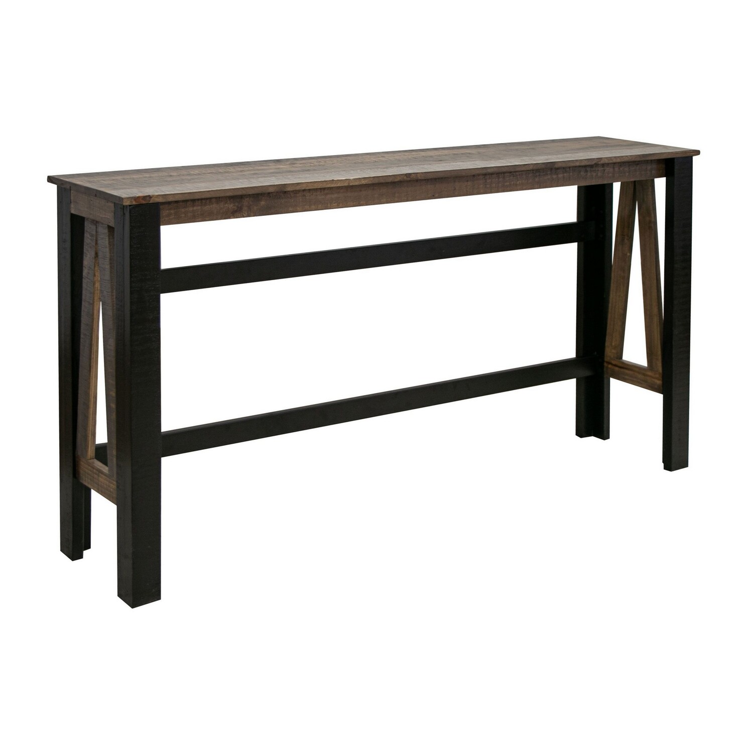 Benjara Pola 67 Inch Sofa Table, Transitional Rectangular Top, Gray and ...