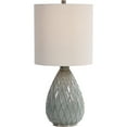 thumbnail image 1 of Pot Bellied Ceramic Table Lamp with Diamond Pattern, Gray- Saltoro Sherpi, 1 of 5