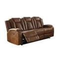 thumbnail image 1 of Benjara Power Sofa with Diamond Stitching and Leatherette Upholstery, Brown, 1 of 2