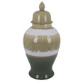 thumbnail image 1 of Benjara Pril 20 Inch Temple Jar with Clean Lines, Ceramic, Brown, Green Finish, 1 of 5