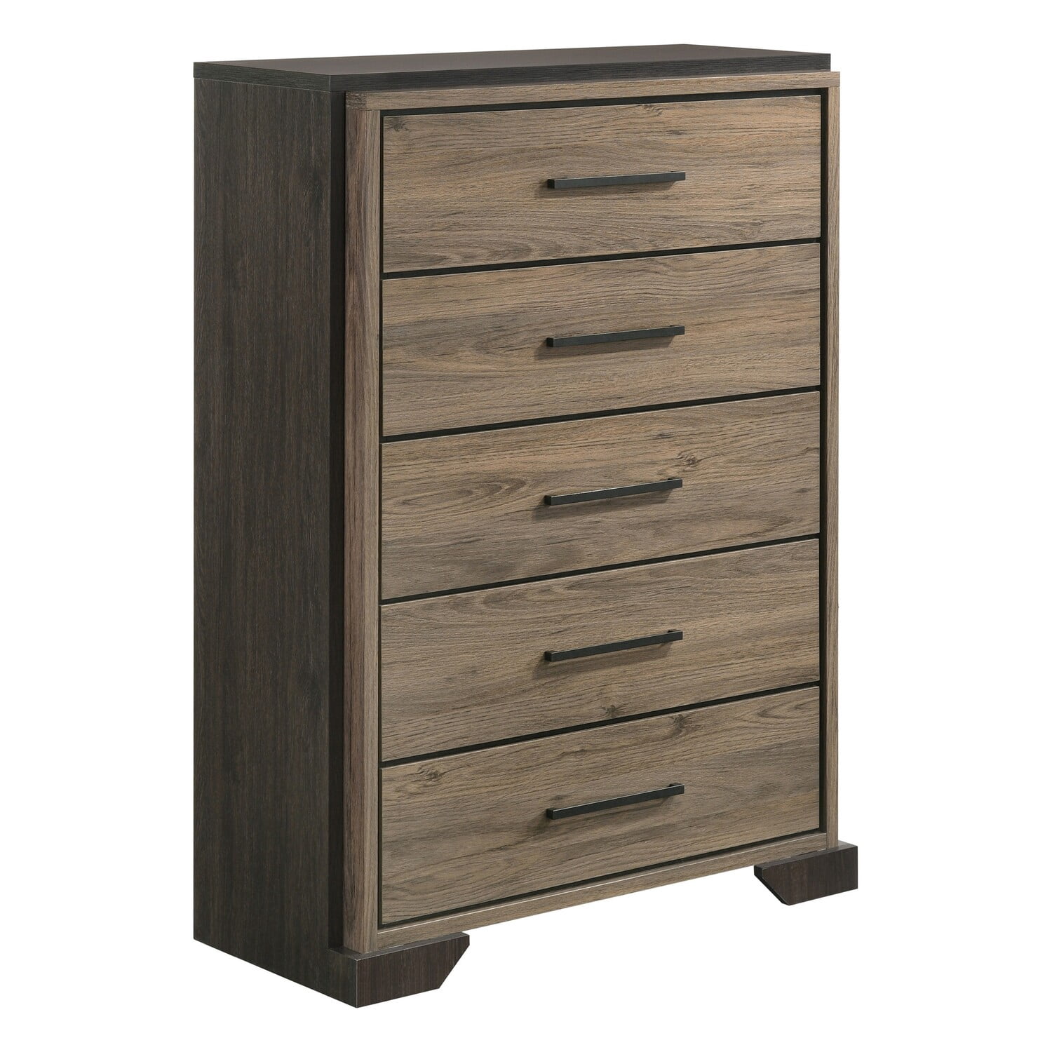 Benjara Qiz 54 Inch 5 Drawer Tall Dresser Chest, Wood Grain Details ...