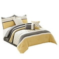 thumbnail image 1 of Benjara Quatrefoil Print King Size 7 Piece Fabric Comforter Set, Yellow and Gray, 1 of 5