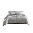 thumbnail image 1 of Benjara Queen Size 7 Piece Fabric Comforter Set with Crinkle Texture, Silver, 1 of 5