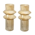 thumbnail image 1 of Rae Set of 2 Glass Vases, Tall Round Cylinders, Amber Yellow, Clear Finish- Saltoro Sherpi, 1 of 5