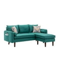 thumbnail image 1 of Ranon 70 Inch Sectional Chaise Sofa, Pillows, USB Ports, Side Pockets, Teal - Saltoro Sherpi, 1 of 5