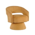 thumbnail image 1 of Rayne Swivel Accent Chair- Yellow Corduroy- Round Metal Swivel Base, 1 of 6