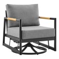 thumbnail image 1 of Razi Outdoor Swivel Glider Lounge Chair- Black Aluminum- Gray Cushion, 1 of 7