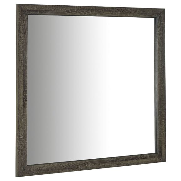 Benjara Reay Rectangular Dresser Mirror, Flat Glass Design, Oak Brown Wood