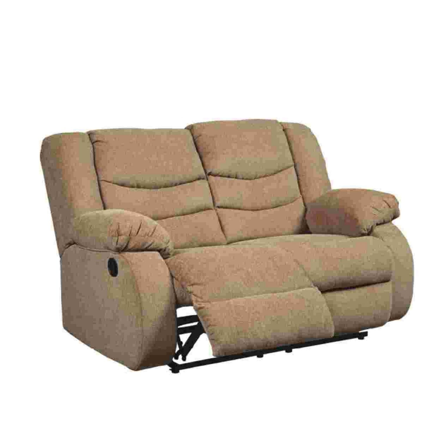 Benjara Reclining Loveseat with Pull Tab Reclining Motion Mocha