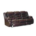 thumbnail image 1 of Benjara Reclining Sofa with Pull Tab Reclining Motion, Chocolate Brown, 1 of 5