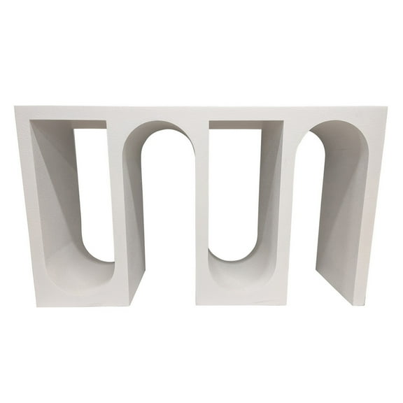Rectangular Console Table with Wavelike Base, 54 Inch White Wood